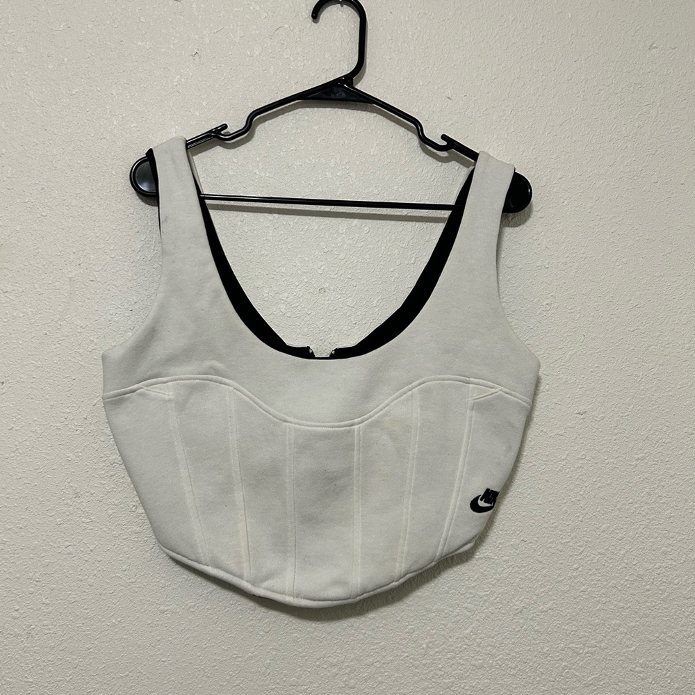 Frankie Collective Rework Nike‎ Sweatshirt Bustie Size Lg White w/Black swoosh